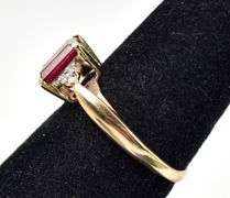 Wonderful Synthetic Ruby Ring in 10K Yellow Gold