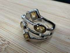 Sterling Silver Natural Citrine Gemstone Ring Size 6