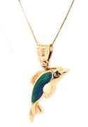 14kt Yellow gold Enamel Dolphine pendant on chain