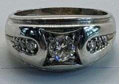14K White Gold Round Brilliant Cut Diamond Ring