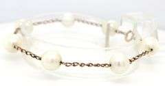 14kt Yellow gold white fresh water pearl bracelet