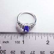 Platinum 1.64ct. retangular cut Tanzanite and Diamond Ring