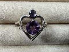 Sterling Silver Genuine Natural Amethyst Gemstone Ring Size 6