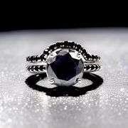Dazzling 4.7 Ct Silk Black Lab Simulated Diamond 2 Band Ring