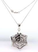 18kt White gold Spider web pendant on chain