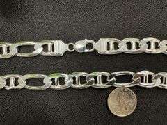 Sterling Silver 13.5mm Figaro Figarucci Chain Mariner Link 925 Italy Necklace 24"