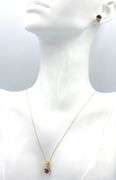 Set of 14kt yellow gold 2ctw amethyst bezel set necklace and earrings