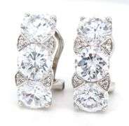 925 Sterling silver CZ half hoop with omega backs