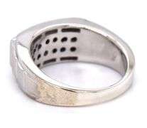 Gent's IR teal diamond and white diamond ring in sterling silver