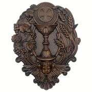 Hand-Carved Wooden The Sacrament Wall Plaque