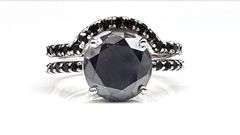 Dazzling 4.7 Ct Silk Black Lab Simulated Diamond 2 Band Ring