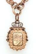 Antique Gold Filled Watch Chain with Locket Fob