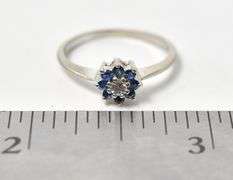 Lavish Diamond and Sapphire Ring in 10K White Gold