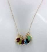 14kt Yellow gold multi color gemstone pendant on chain
