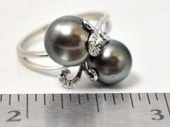 Tasteful Tahitian Pearl Ring in 14K White Gold
