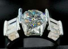 Mens Sparkling 3.25 Ct White Fire Moisanite Ring