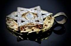 14K Yellow Gold & Diamond Star of David Pendant