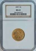 Fully struck and lustrous Choice BU 1899 $5 Liberty Gold Piece. NGC MS63