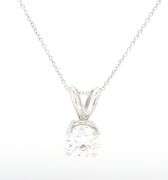 14kt White gold 1ctw round brilliant cut moissanite solitaire pendant on chain