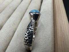 Sterling Silver Larimar Gemstone Ring Size 10