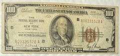 $100 New York National Currency Note 1929 Series Type 1