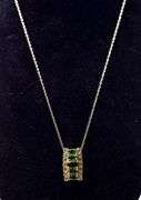 Emerald and Green Amethyst Gemstone Pendant Necklace in Vermeil Sterling Silver