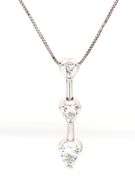 14kt White gold 0.50ctw Graduated heart diamond pendant on chain