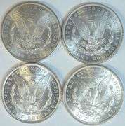 4 Very Choice BU Morgan Silver Dollars 1884-O to 1898