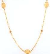 Citrine Cabochon Station Chain Link Necklace in 18K