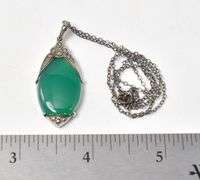 Chalcedony and Marcasite Gemstone Pendant Necklace in Sterling Silver