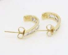 Baguette Cut Diamond J-Hoop Earrings