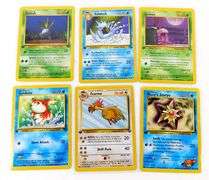 6 Pokémon 1998 Trade Cards, All 1st Edition