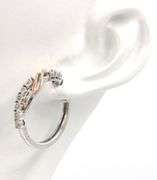 925 Sterling silver and 10kt Rose gold diamond accent hoop earrings