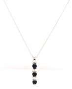14kt White gold 0.90ctw sapphire and baguette diamond pendant on chain