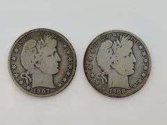 1907 S & 1908 Barber Half Dollar, Circulated