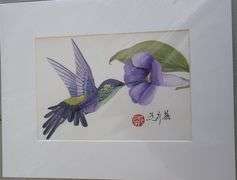 Collection of 3 original painting by Ping Zheng hand signed. Birds