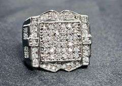 Men's 14 Kt White Gold Plate 5.75 Cttw. Lab Simulated Diamond Ring.