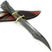 Black Damascus Steel Hunting Knife Camel Bone Handle