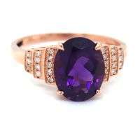 14kt Rose gold 2.28ctw amethyst with diamond Vertical bead set ring