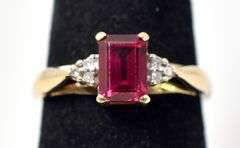 Wonderful Synthetic Ruby Ring in 10K Yellow Gold