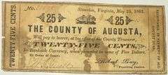 25 Cent Staunton Va May 1862 Note