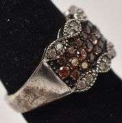 Orange and White Cz Gemstone Ring in Sterling Silver