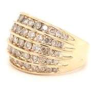 14kt Yellow gold 2ctw 5 row diamond wide band