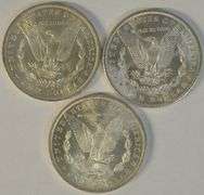 Choice BU 1883-O, 1884-O, & 1885-O Morgan Silver Dollars