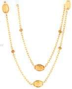 Citrine Cabochon Station Chain Link Necklace in 18K