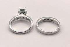 Large 3.7 Ct VVs1 Lab Simulated Diamond 2 Band Engagement Ring Set