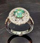 14 Kt White Gold Plated 2 Ct Emerald Green Lab Simulated Diamond Ring