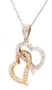 18kt two tone gold heart shaped diamond pendant on chain