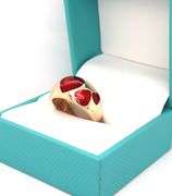 14kt Yellow gold red Enamel heart ring
