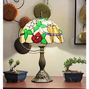 Tropical Birds Stained Glass Table Lamp